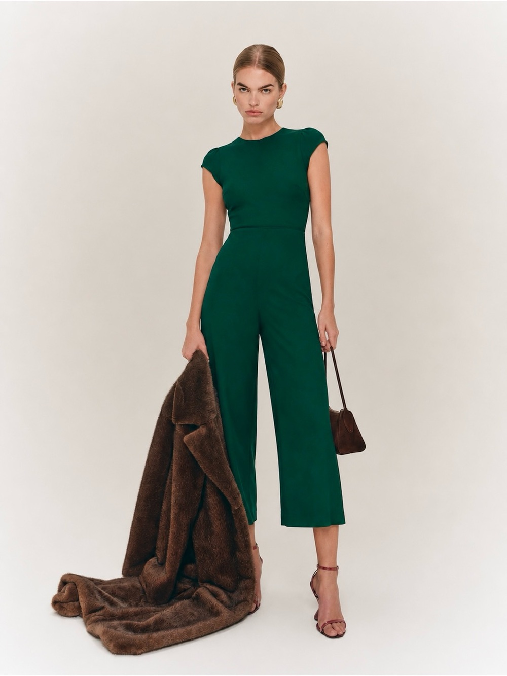 Reformation | Emerald Green Open Back Mayer Jumpsuit ~ US 2